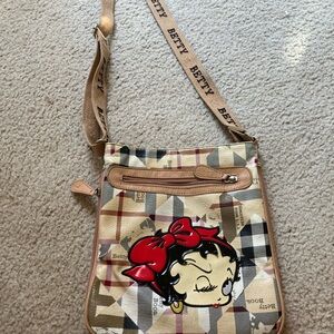 Betty Boop Tan and Red Crossbody Bag with Retro Charm